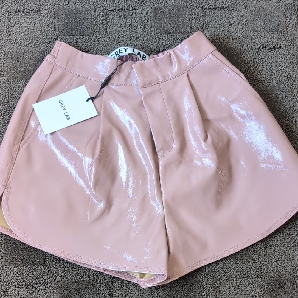 GREY LAB Shiny Blush High Waist Shorts